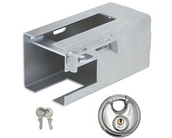 Proplus Aanhanger dissel slot - met B-Safe discusslot van 70 mm - verzinkt staal - met 2 sleutels - zilver