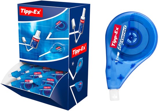 Tipp-Ex Correctieroller - Easy Correct - Zeer lang gebruik - 12m lengte - Zijdelinkse grip - 20 stuks