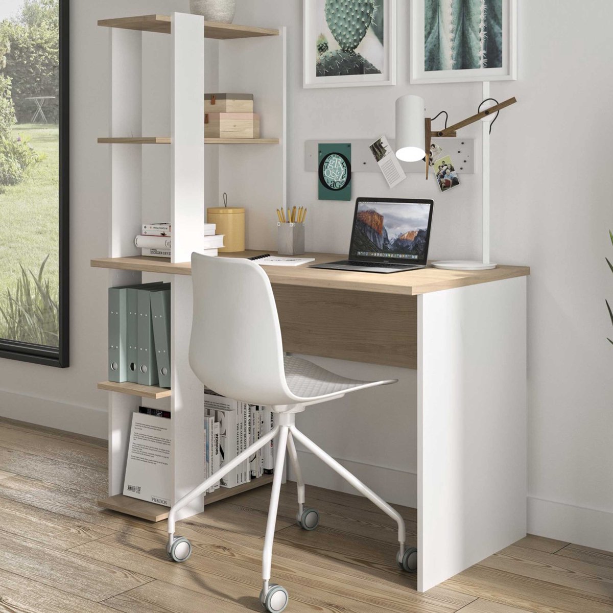 Bureau Met Opbergkast Homy | 115 X 60 X 148 Cm | Châtaignier-design - Gautier - Diagone - Bureau - Wit - MDF