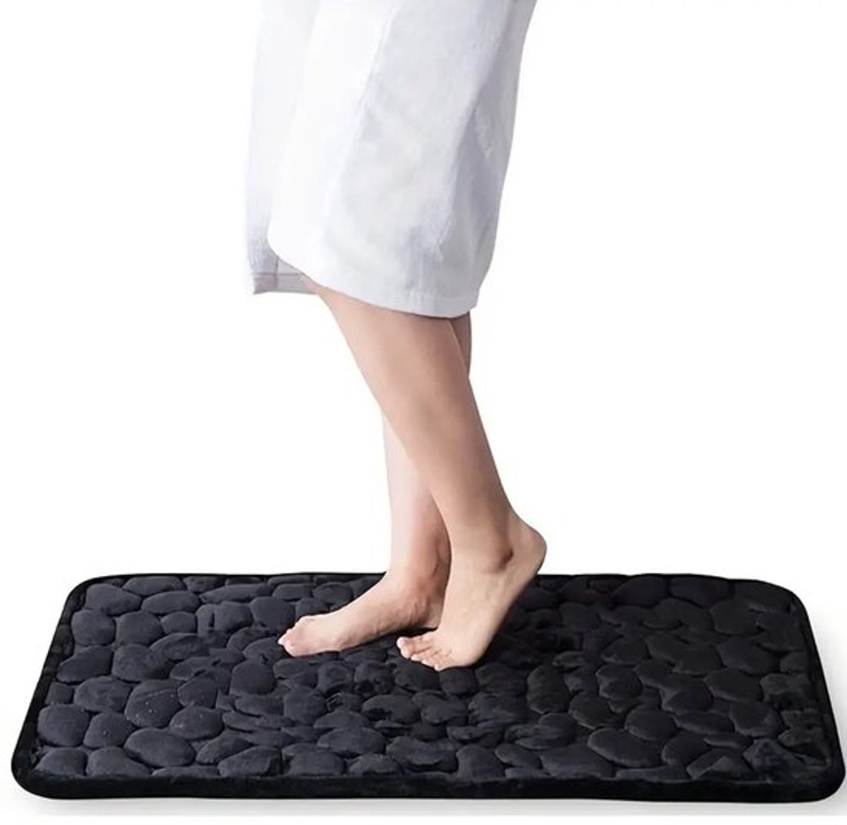 Badmat Antislip 50 x 80cm - 2 stuk badmat set - Water absorberende Badkamermat - Wasbare Douchemat - Sneldrogend zachte comfortabele badmat met uitstekende absorptie - Zwart