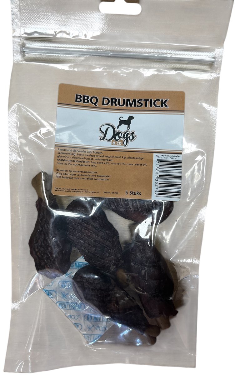 Dogs&Co® Drumstick 5 stuks - Hondensnack - BBQ snack voor honden
