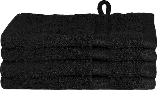 vidaXL - Washandjes - 4 - pcs - Zwart - 15 - x - 21 - cm - Katoen