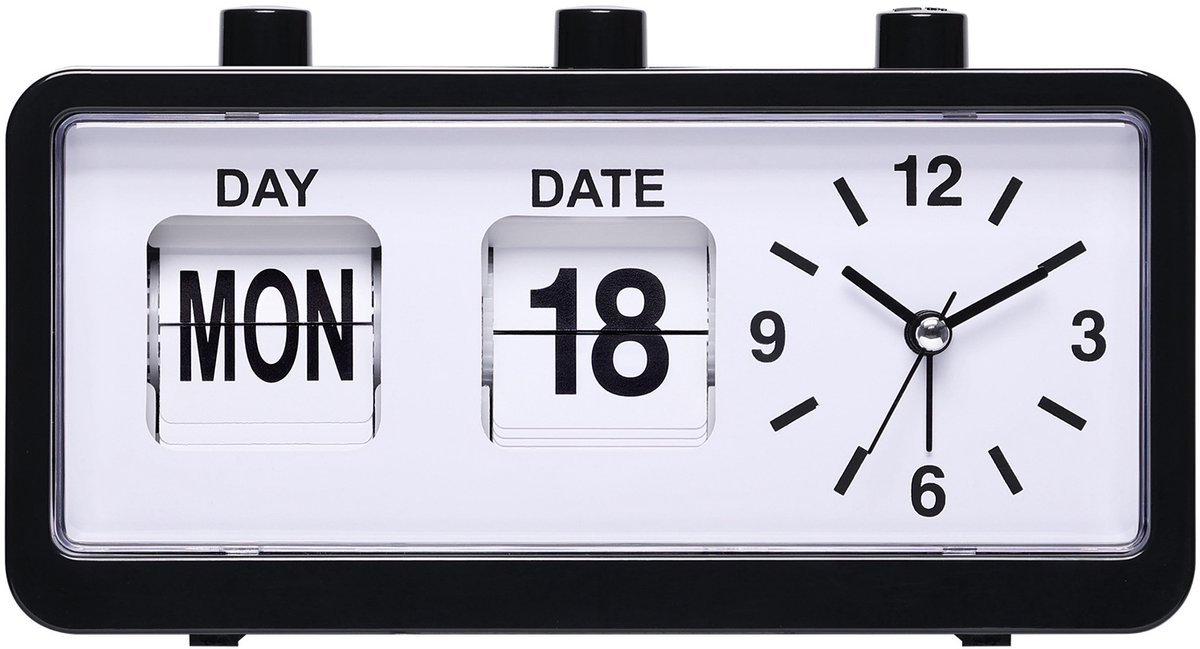 Wekker - digitale wekker - wekkers - wekker kinderen - Mechanische wekker - Vintage Elegance - Met kalender, datum, weektijdweergave - Geschikt voor thuiskantoordecoratie - zwart