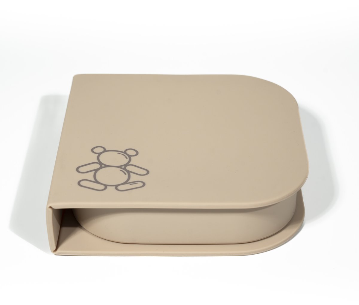 Mabebi - Infinity Flow plate - Snackdoosje - Bordje - Voor thuis - Onderweg - Uitstapjes - Eindeloos in gebruik - Beige