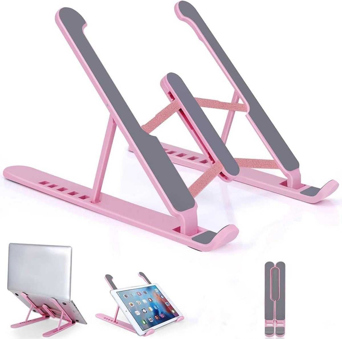 Opvouwbare laptop standaard, verstelbare tablet houder (kleur: roze)