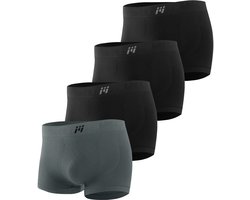 MEETHOO 4 Pack Sportondergoed - Sportonderbroek Boxer met 3D Technology - Kruipt niet op - Tegen schurende benen - Sport ondergoed mannen-3 Zwart + 1 Grijs-XL