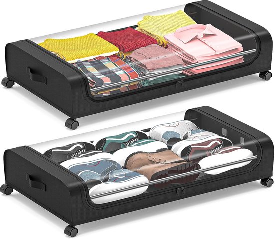 Opbergbakken Voor Onder Het Bed Met Wieltjes - Metalen Lade Organizer Voor Kleding En Schoenen
