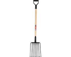 KADAX Aardappelvork van staal, raapvork met D-greep, vork met houten steel, hark, hooivork, steenvork, mestvork, vork voor aardappelen (10 tanden, zwart)