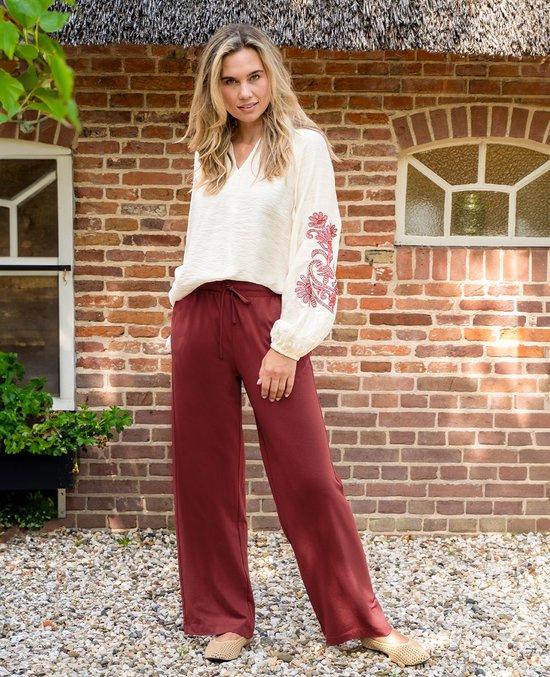 Je m'appelle Dames Broek Straight fit Met stretch - Rood - Maat L