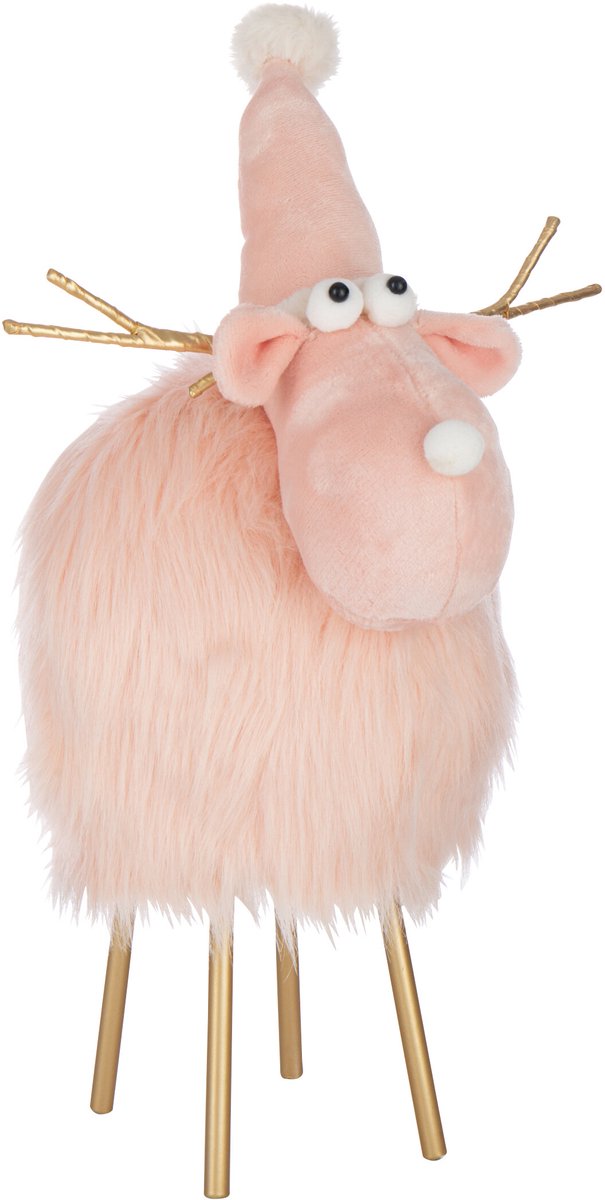J-Line figuur Rendier - polyresin - roze - large