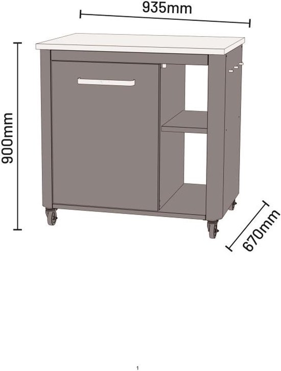 Cozze® Outdoor Kitchen - BBQ Station Buitenkeuken - RVS Werktafel - Met Kast & Opbergruimte - 90 cm van Cozze — afbeelding 5