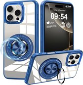 Étui Magsafe compatible avec iPhone 16 Pro Max, Blauw transparent, avec béquille et Ring rotatif