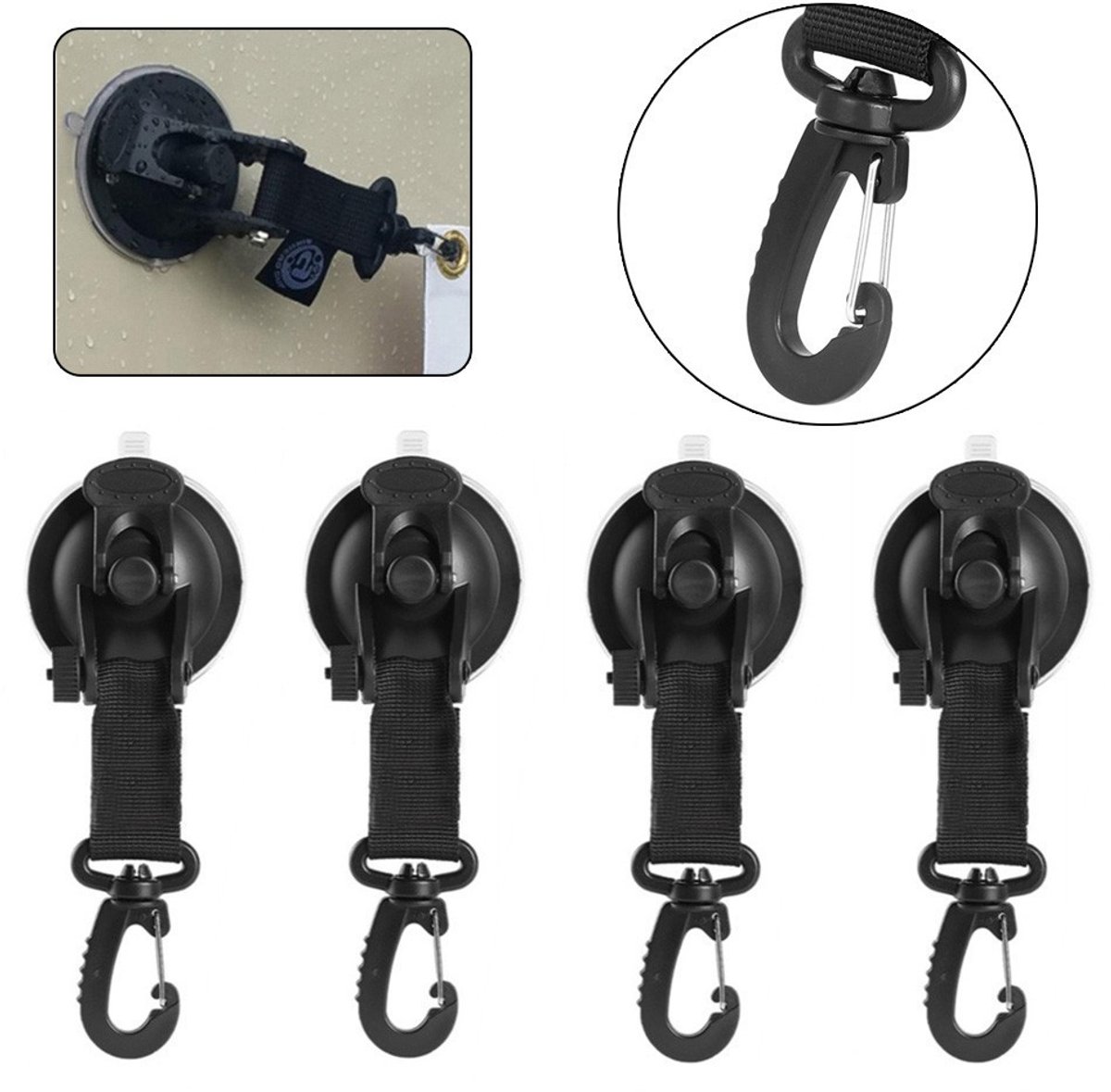 4-pack Campinghaken met zuignappen