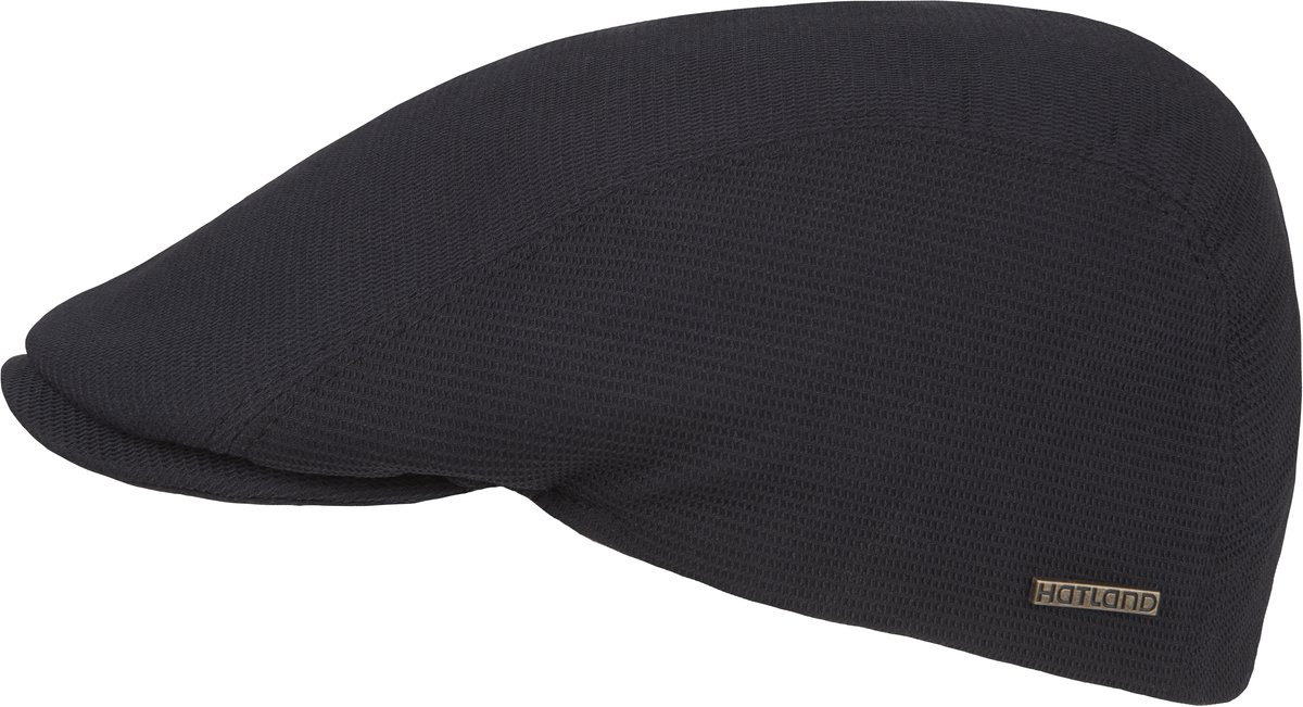 Hatland - Club - Effen flat cap - Zwart - Maat M - Unisex