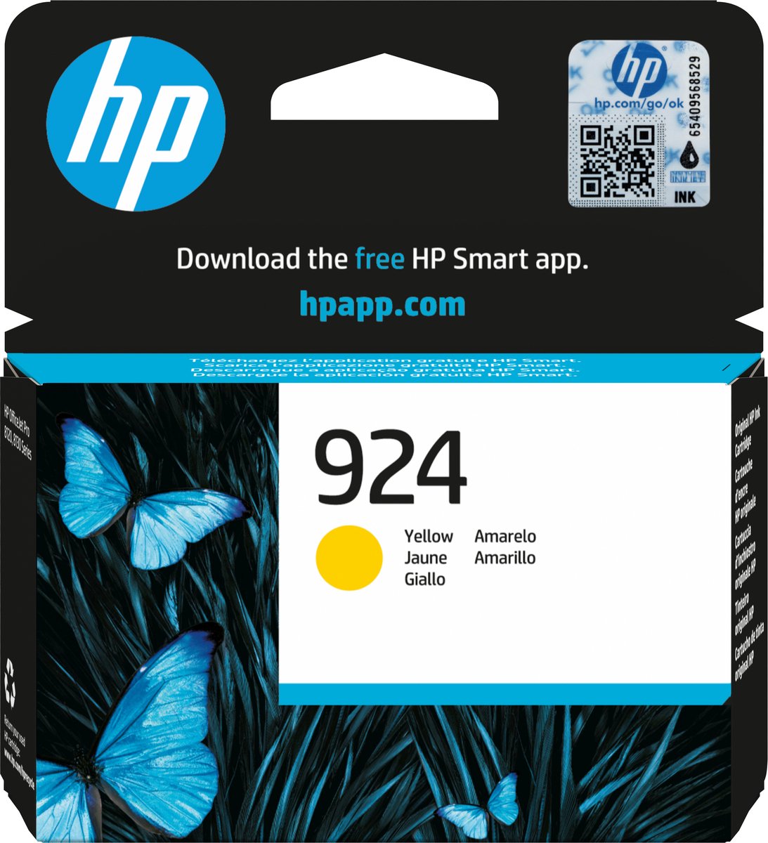 HP 924 Yellow Original Ink Cartridge inktcartridge 1 stuk(s) Origineel Normaal rendement Geel