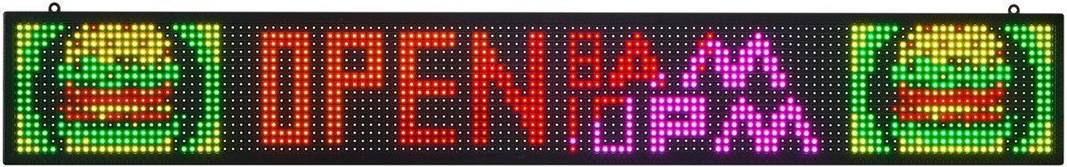 Programmeerbaar Led-Scherm P10 Full Colour, Flexibel Digitaal Scrollend Tekstpaneel met Door De Gebruiker Gedefinieerde Tekst, Patronen En Gif'S En Bluetooth-Appbediening (1310 X 190 X 55 Mm)