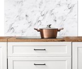 Spatscherm keuken 120x60 cm - Kookplaat achterwand Marmer - Luxe - Wit - Grijs - Marmerlook - Muurbeschermer - Spatwand fornuis - Hoogwaardig aluminium