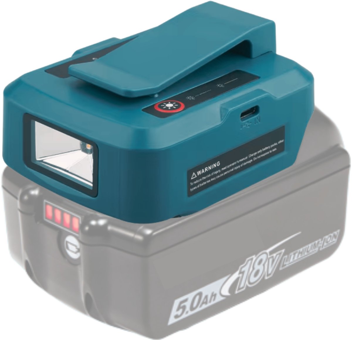 Krylanso® - USB-adapter met Oplaadfunctie voor Makita LXT Accu 14,4V/18V Li-Ion - LED lamp - Snelladen via Power Delivery - Powerbank - Bidirectionele Functionaliteit