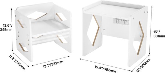 Montessori-ontwenningsset met tafel en stoel, in hoogte verstelbare houten set voor peuters van 1-5 jaar, kinderactiviteitentafel om te lezen, eten en spelen, wit van Funlio — afbeelding 3