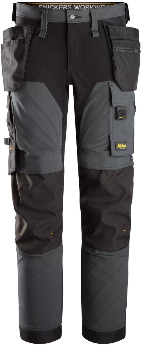 Snickers 6275 AllroundWork, 4-Weg Stretch Werkbroek met Holsterzakken - Staal Grijs/Zwart - 54
