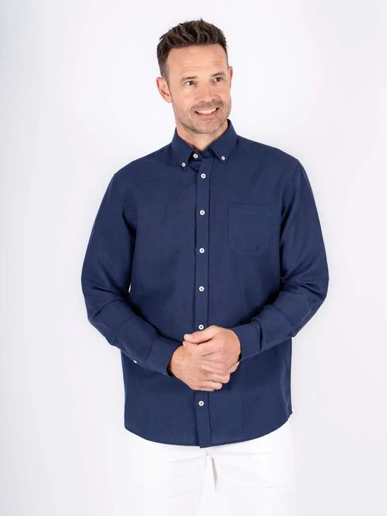 Pre End heren overhemd - Frey - navy uni - lange mouwen - maat 3XL
