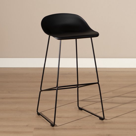 Tabouret de bar design Livin24 Ellen - Noir - Design scandinave - 76 cm