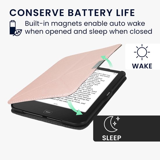 kwmobile case pour Tolino Vision 1 / 2 / 3 / 4 HD - Etui de protection pour liseuse en or rose