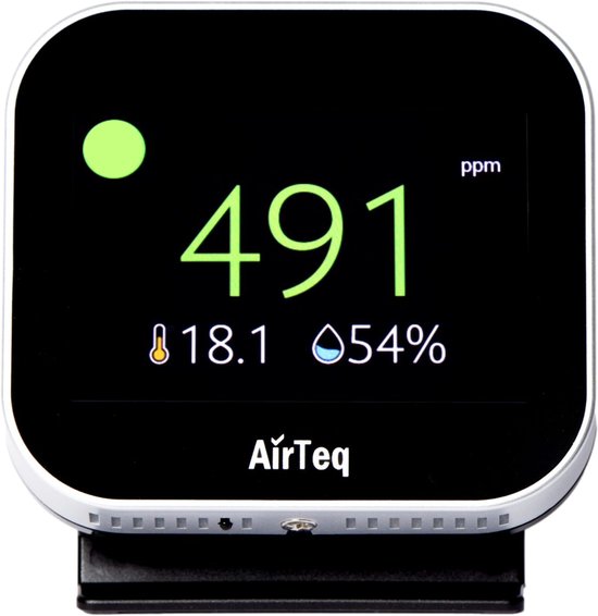 AirTeq CO2 meter - Nederlandse Kwaliteit- Luchtkwaliteitsmeter - Koolstofdioxide meter - Temperatuur - Luchtvochtigheid - NDIR - Sensirion Senseair sensor - CO2 melder binnen met alarm - datalogger - Zelfkalibrerend