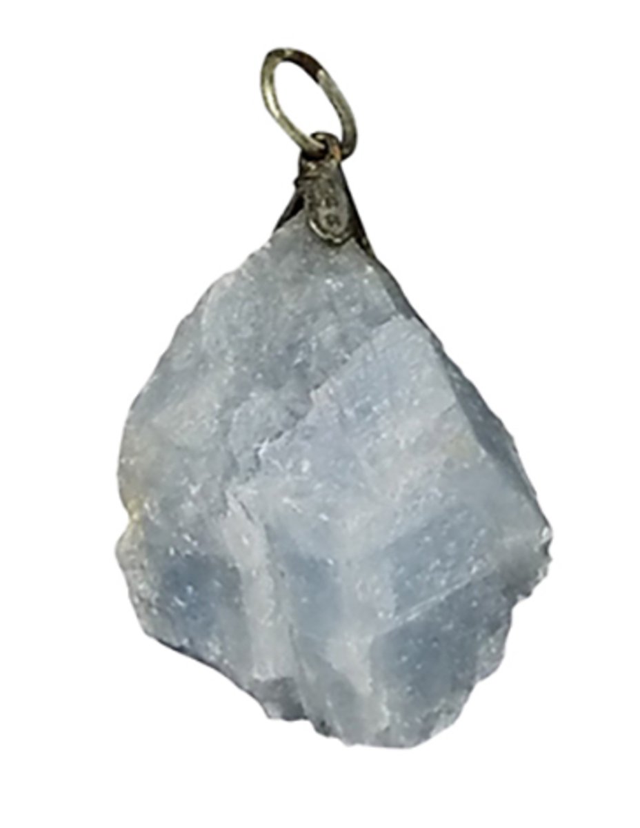 Calciet blauw edelsteen hanger ruw