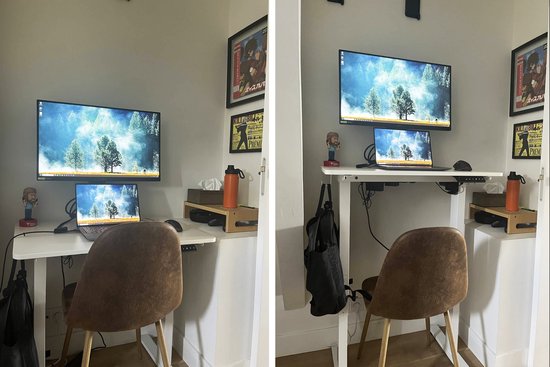 Worktrainer MiniDesk Wit | Bureau réglable en hauteur | Électrique | Table ergonomique assis-debout | Bureau à Home et lieu de travail parfaits | Avec contrôle de la mémoire – Hauteur : 73–118 cm