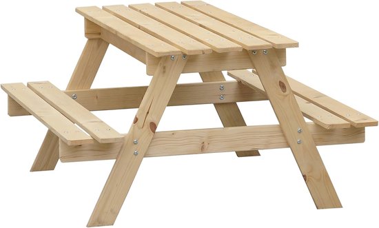 Houten kindertafel (H42,5 cm) Zachtheid Beertje Beige - Kindermeubels