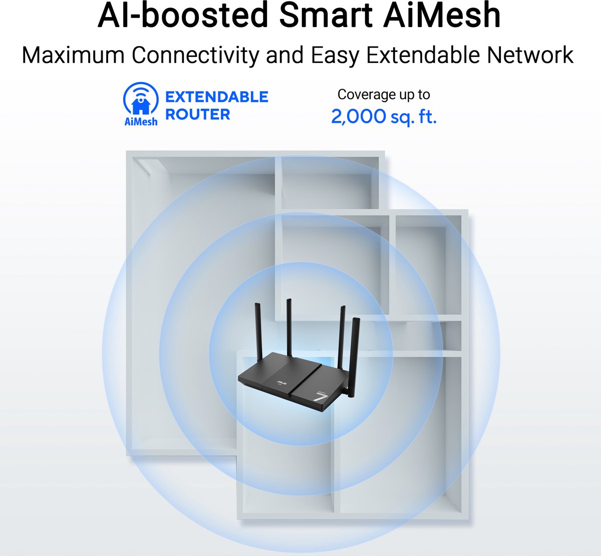 ASUS RT-BE50 - Draadloze Router - WiFi Versterker - 3600 Mbps - WiFi 7 - 2.5 Gbps – foto 6