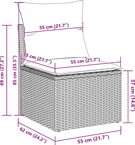 vidaXL - 6-delige - tuinset - met - kussens - in - lichtgrijs - poly - rattan