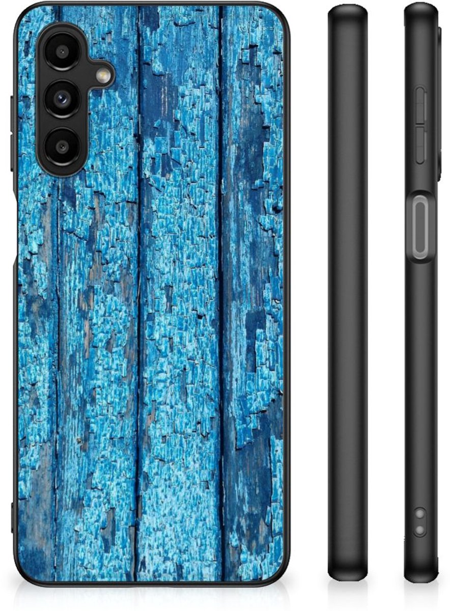 Samsung Galaxy A14 5G Houten Print Telefoonhoesje Wood Blue