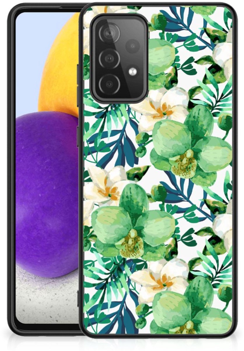 Samsung Galaxy A72 (5G/4G) Bloemen Hoesje Orchidee Groen