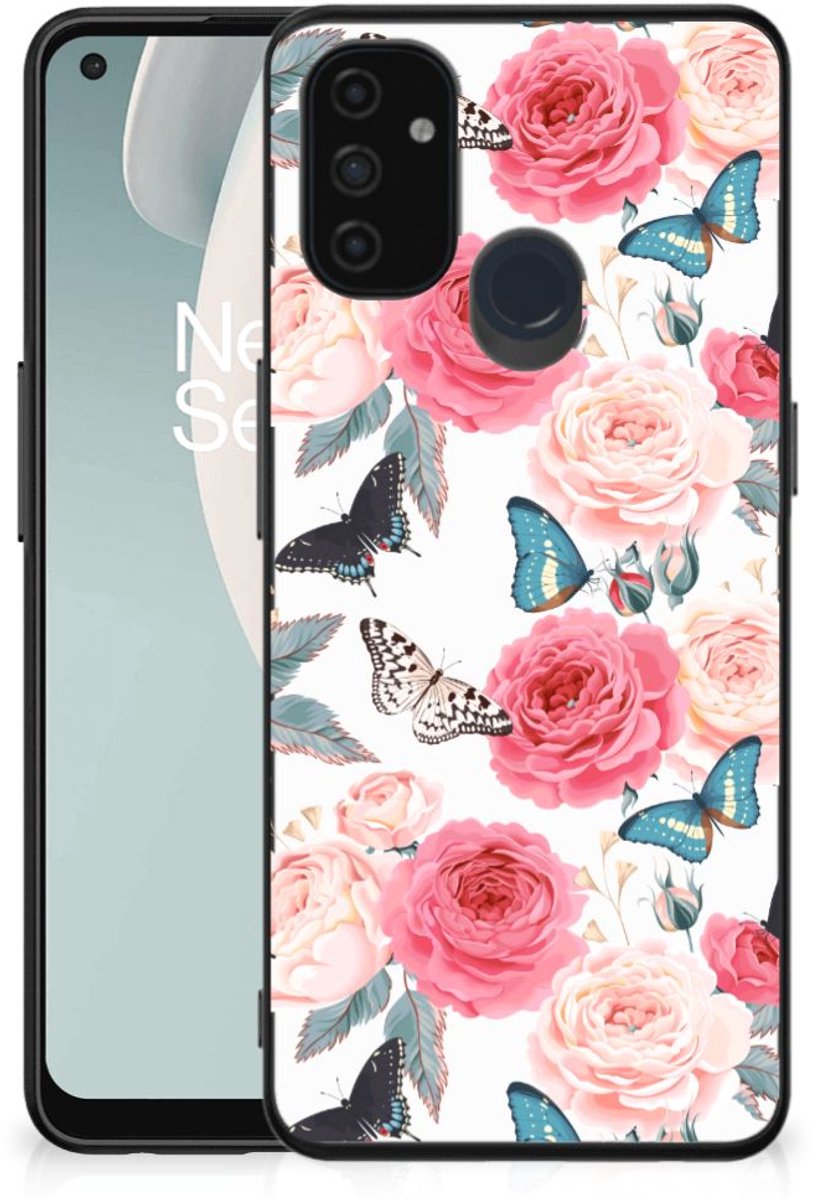 OnePlus Nord N100 Bloemen Hoesje Butterfly Roses