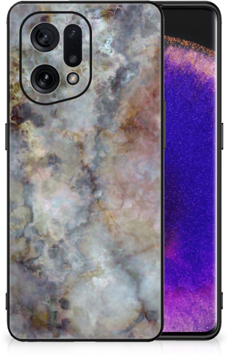 OPPO Find X5 Marmeren Print Telefoonhoesje Marmer Grijs