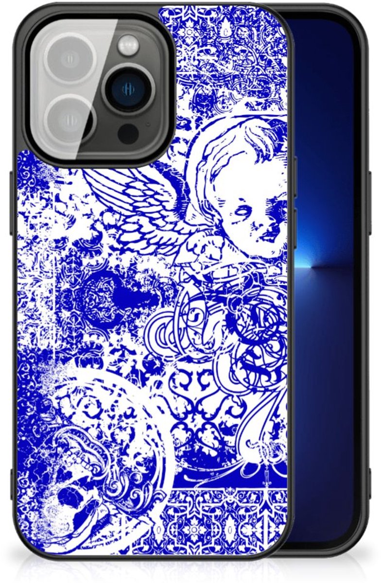 Telefoonhoesje iPhone 13 Pro Angel Skull Blauw
