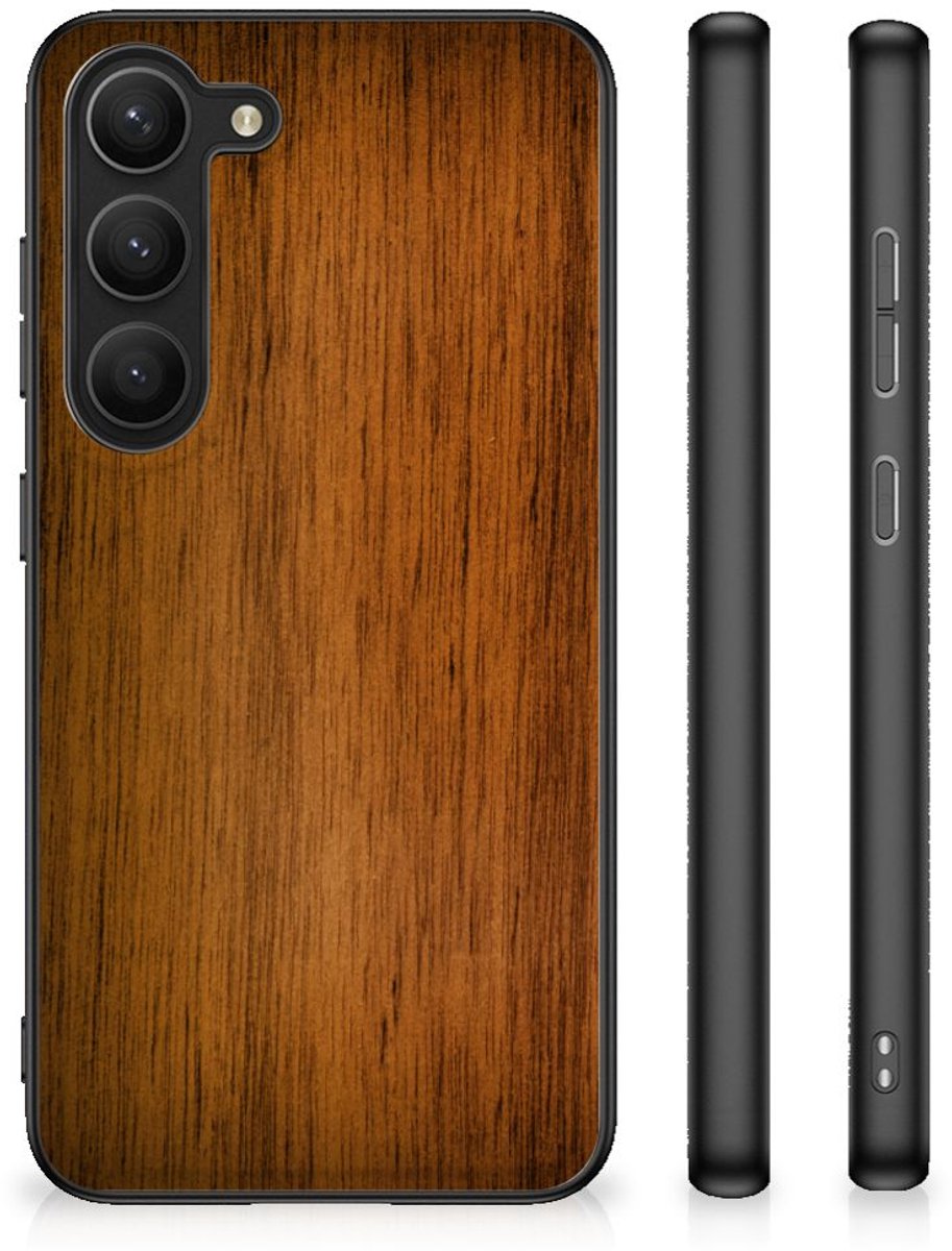 Samsung Galaxy S23 Houten Print Telefoonhoesje Donker Hout