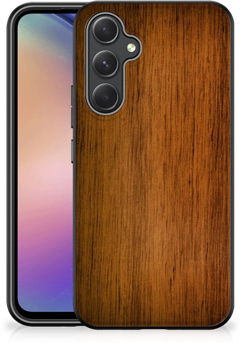 Samsung Galaxy A54 Houten Print Telefoonhoesje Donker Hout