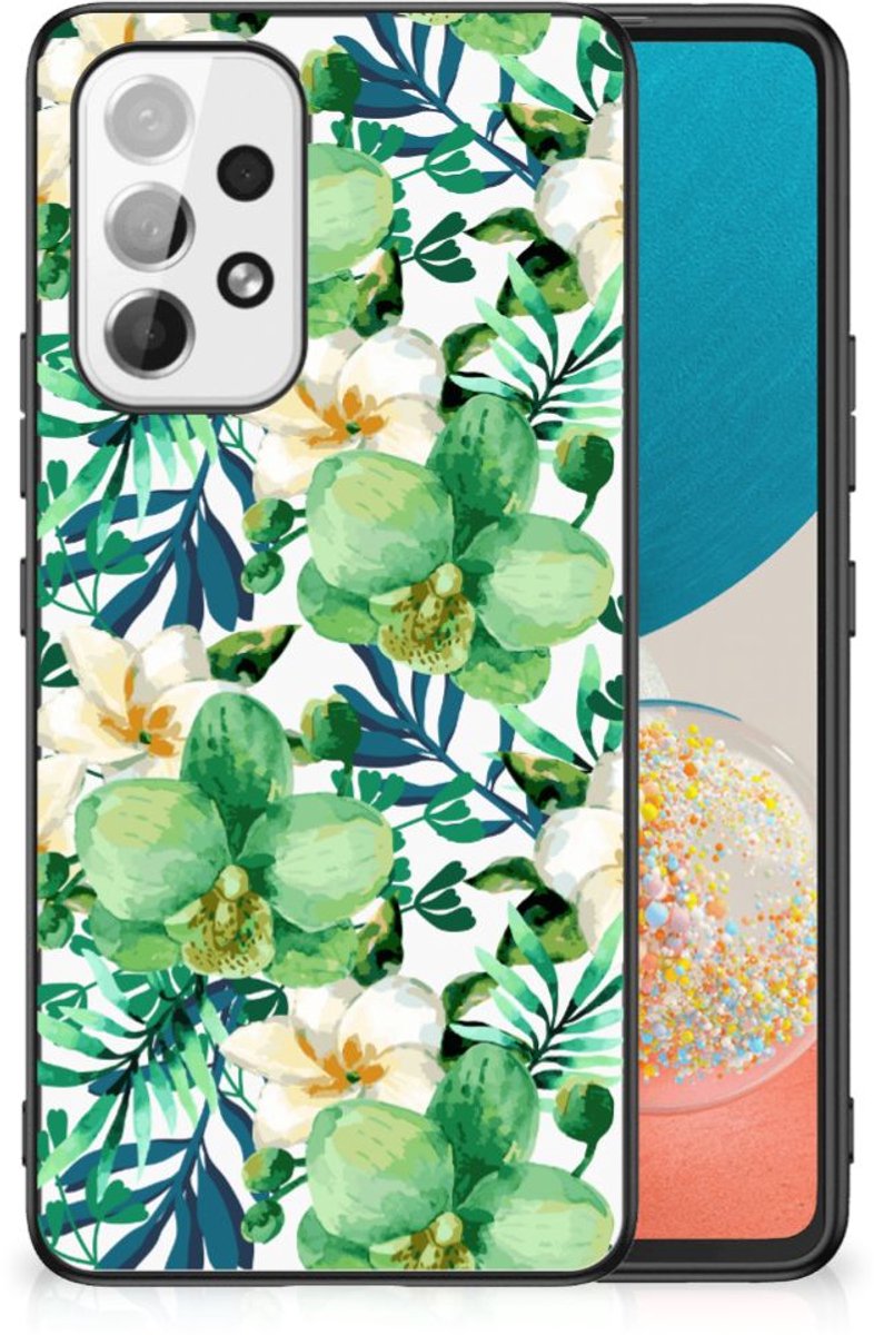 Back Cover voor Samsung Galaxy A53 Bloemen Hoesje Orchidee Groen