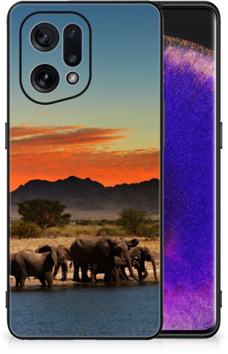 OPPO Find X5 Dierenprint Telefoonhoesje Olifanten