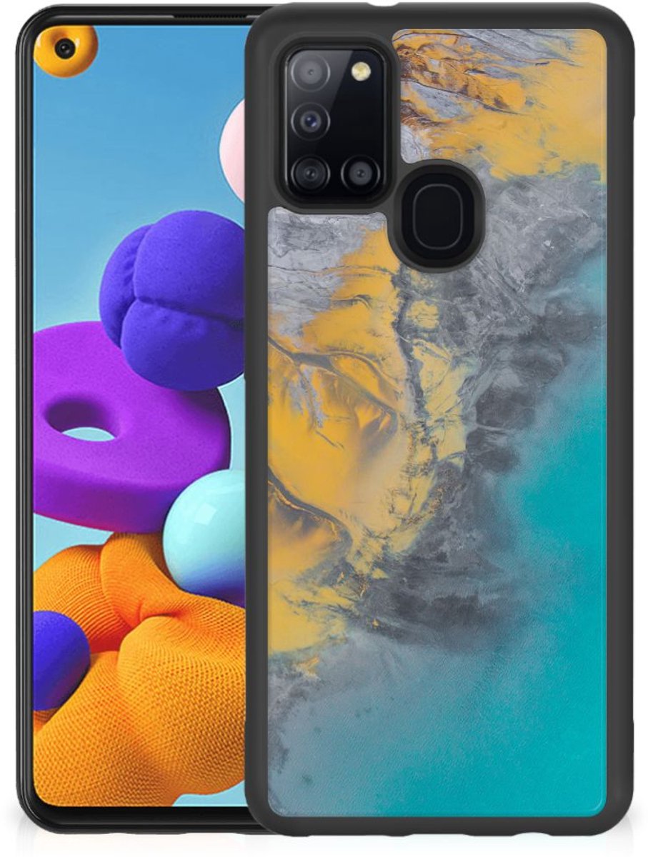 Samsung Galaxy A21s Gripcase Marble Blue Gold