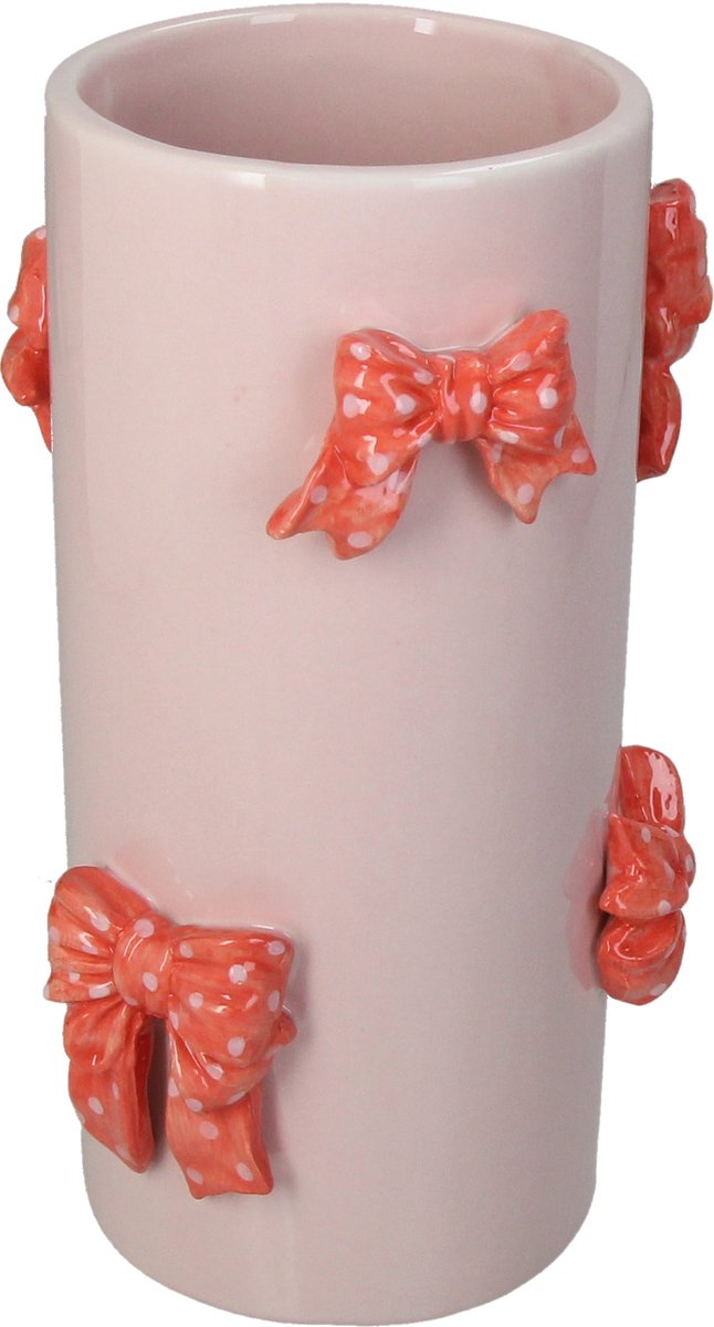HD Collection Vaas Strik Aardewerk 13x13x22.5cm Pink