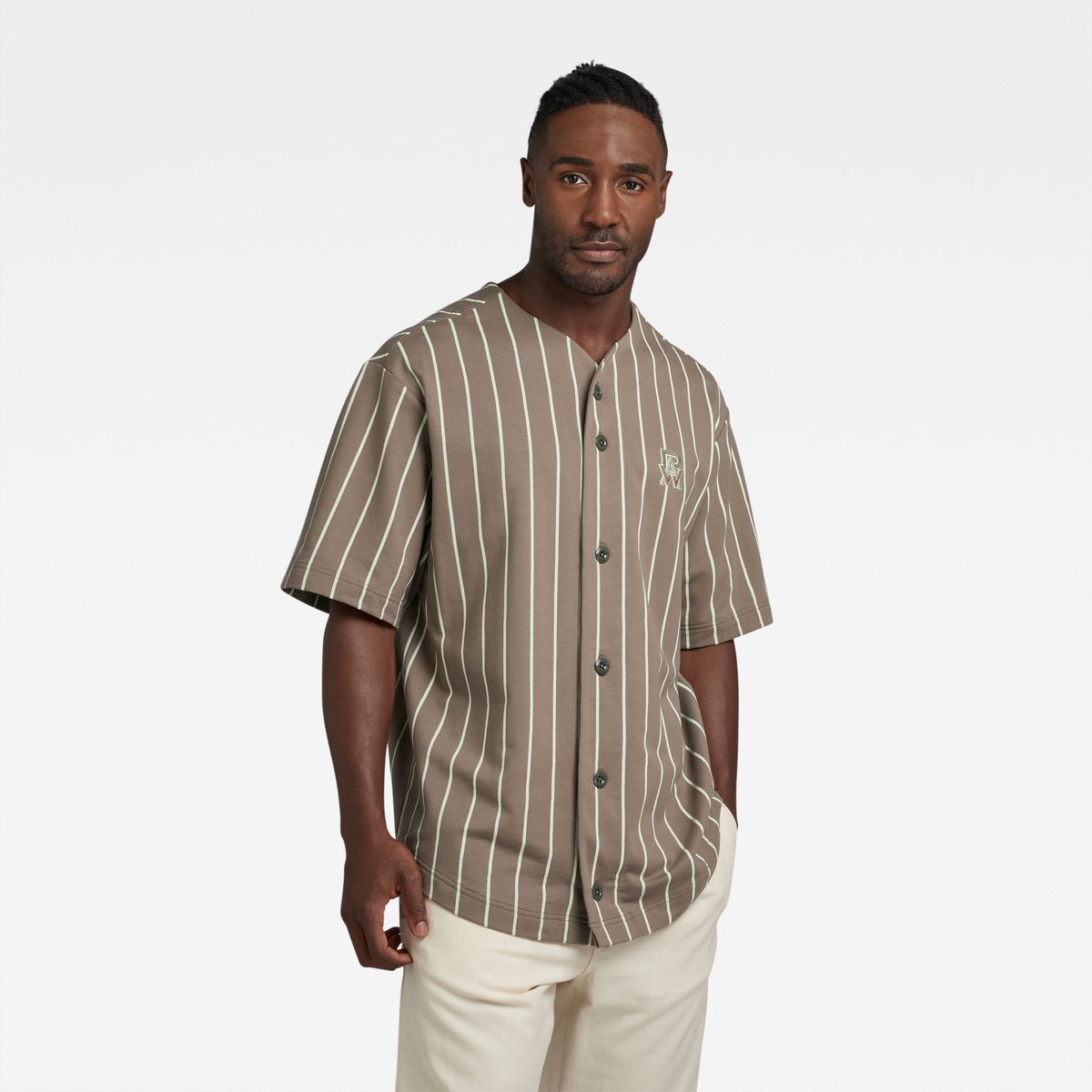 G-Star G-Star home jersey tweeter Heren T-shirts Deep Walnut/lightest Sky Stripe