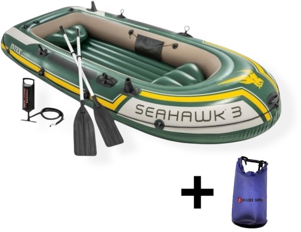 Intex Seahawk 3 - roeiboot opblaasbaar met peddels - opblaasboot - intex boot - opblaasboot volwassenen