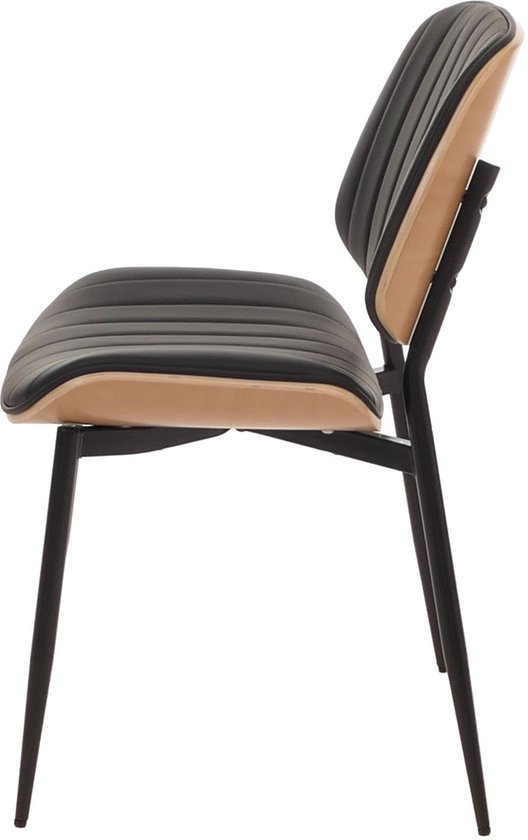 Set van 6 eetkamerstoelen MCW-O44, keukenstoel Stoel, gebogen hout kunstleer Oeko-Tex MVG ~ naturel, zwart