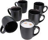 Schramm® Koffiemokkenset zwart porselein naar keuze 6 of 12 stuks 250 ml koffiemokkenset koffiemok keramiek met handvat 6st of 12st set, Aantal:6 Stück