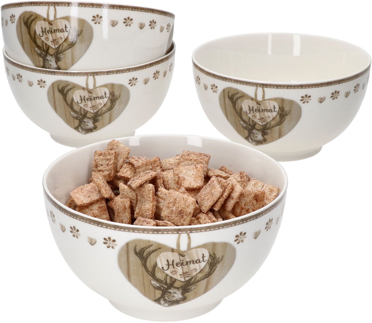 Set van 4 Country Heart graankommen - 407761