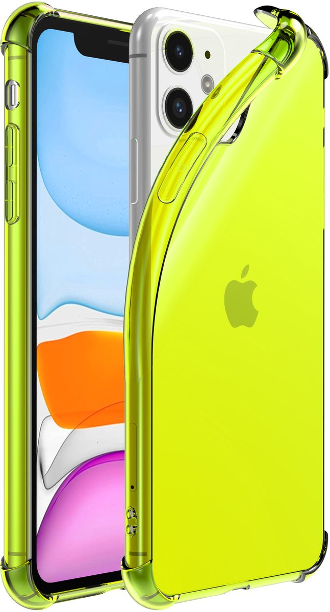 Smartphonica iPhone 11 transparant siliconen hoesje - Neon Geel geschikt voor iPhone 11
